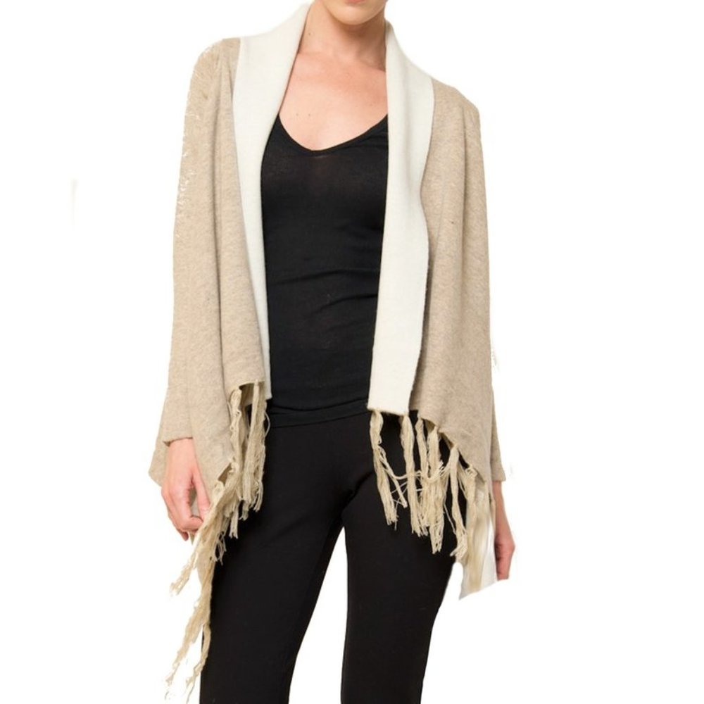NWT LOVE TOKEN Oatmeal color Jamie Cardigan sz M